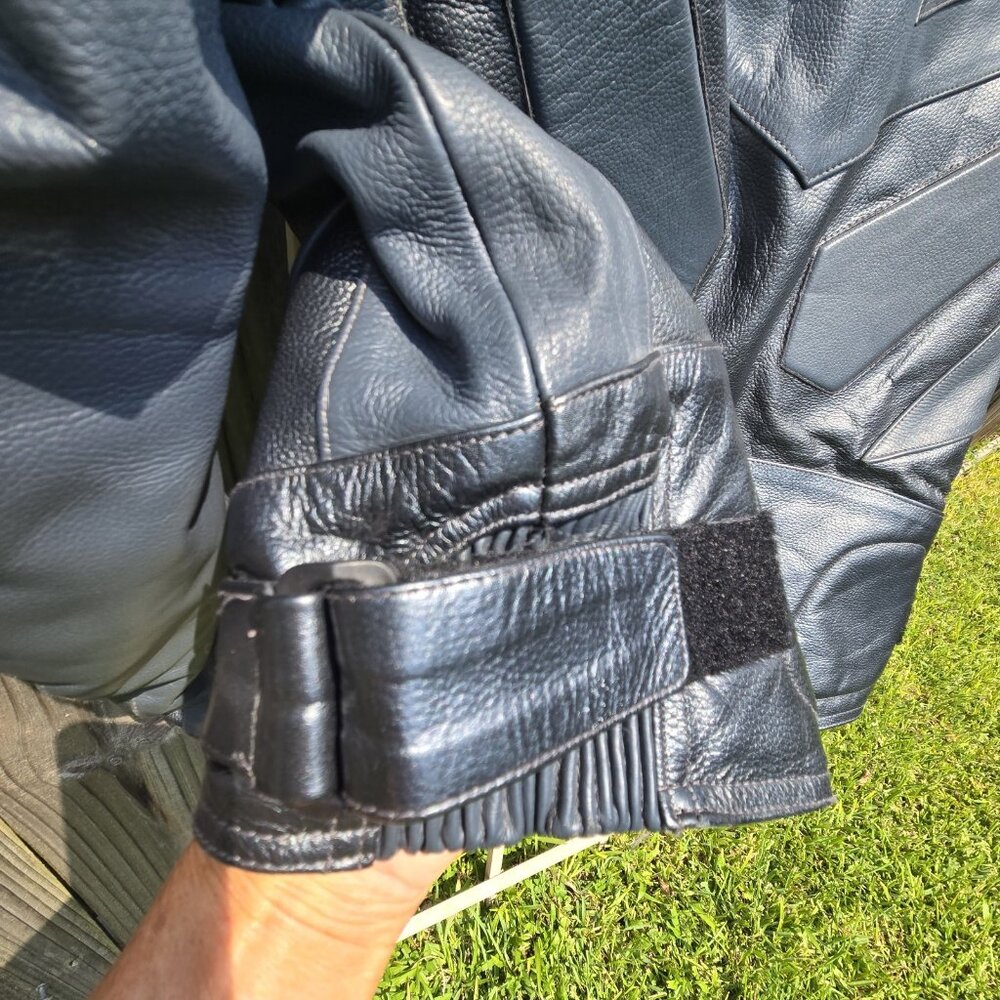 Echtes Leder Mens Leather Motorcycle Jacket Padded Genuine Moto Rider Biker 42 - Picture 6 of 14
